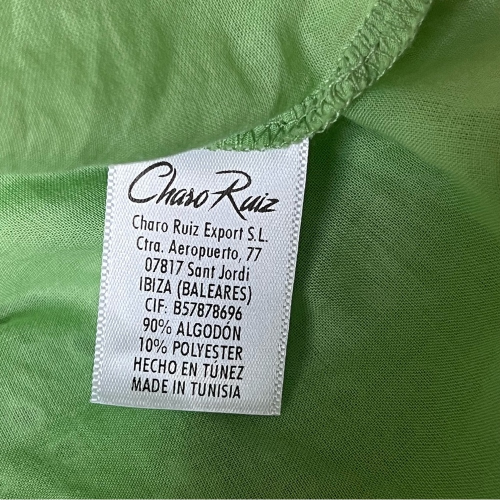 Charo Ruiz Ibiza Khadi Off-the-Shoulder Ruffled Eyelet Mint Green Dress Large - Picture 6 of 9